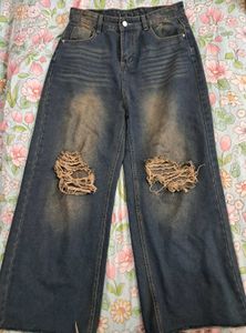 Ripped Wide Leg Jeans