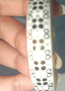 Elegant Gold &amp; White Patterned Bangle (Any 1)