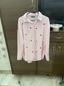 Heart Print Oversized Shirt With Pants