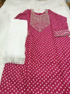 Pink Bandhani Salwar Kameez Set