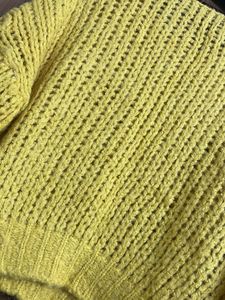 Yellow Knit Sweater ( Free Size Upto 2xl)