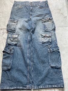 Blue Denim Cargo Pants