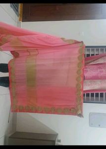 Elegant Pink And Green Saree