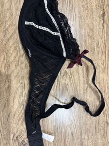 Athena Black Lace Push-up Bra with Bow Detail.