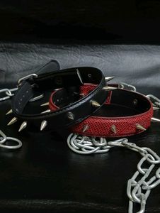 Goth Punk Alt Metal Spiked Red Choker Collar