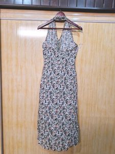 Side Slit Halter Neck Backless Dress (Women's)