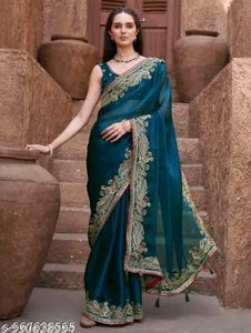 New Partywear saree 🩷 💙