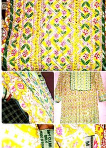 Yellow Floral Print Kurta