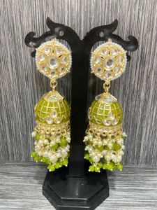 Green Jhumka Earrings