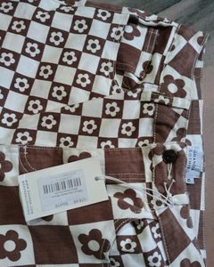 Retro Floral Checkerboard Flare Jeans