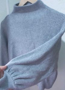 Gray Knit Turtleneck Sweater