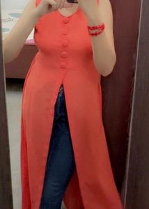 Red Sheer Duster Top