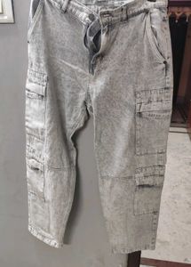 Gray Wash Cargo Jeans