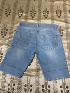 Light Blue Rugged Denim Men Shorts(32 Inches Size)