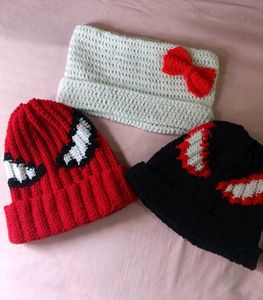 Crochet spiderman and hello kitty beanies