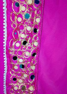 Pink Mirrorwork Saree