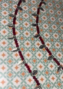 Leaf Ankle Bracelets - Red Beaded