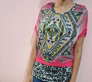Double Layered Geometric Pattern Boho Top