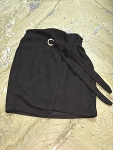 Stylish Black Wrap Mini Skirt