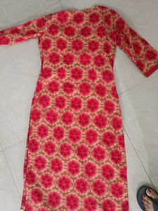 Red Kurti With Light Work.