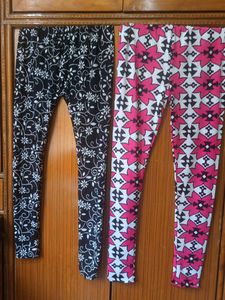 Two Beautiful Printed Leggings Black And Pink 💕🖤