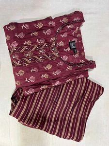Elegant Maroon Floral Print Kurta Set