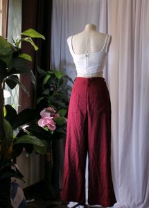 Lov Burgundy Wide Leg Fit High Rise Pants