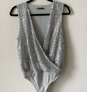 Zara Sequin Sleeveless Top