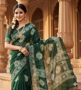 Elegant Green Floral Saree