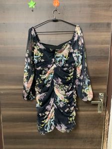 Floral Print Ruched Mini Dress