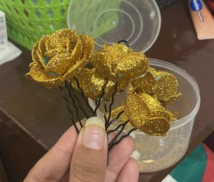 Golden Flower Hair Accessories With Box