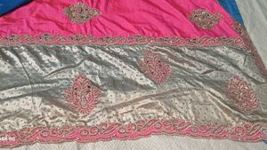 Pink & Silver Embellished Saree