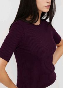 Burgundy Ribbed Knit Top