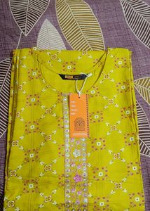 Yellow Printed Kurti