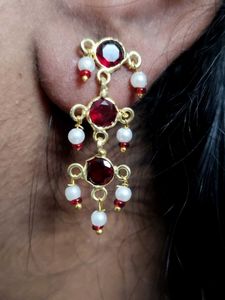 Maroon Stone Earring