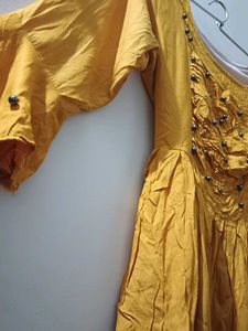 Mustard Dress with Embellishments