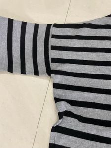 Striped V-Neck Pullover Drop-shoulder