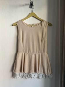 Crochet Hem Peplum Top