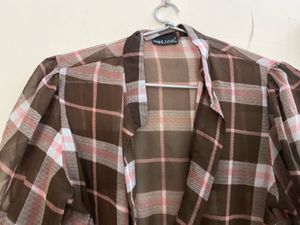 Checkered Tie-Front Top