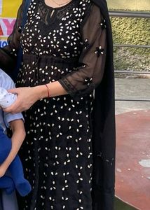 Anarkali Black Gotta Pati And Chikenkari Kurta