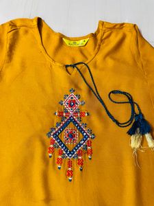 Beautiful Orange Kurta Palazzo Set, Size-M