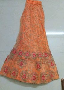 Peach Embroidered Lehenga Set
