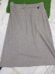 Checks Wool Long Imported Skirt