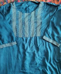 Teal Blue Trendz Sequin Kurti L size