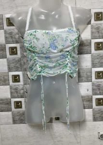 Floral Lace Trim Crop Top