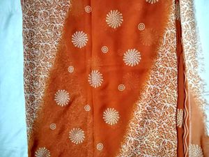 Designer Orange Saree With Blouse