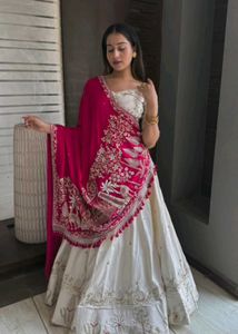 Elegant Lehenga with Red Shawl