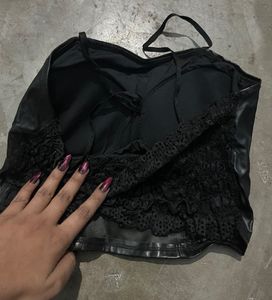 Black Faux Leather Corset Top