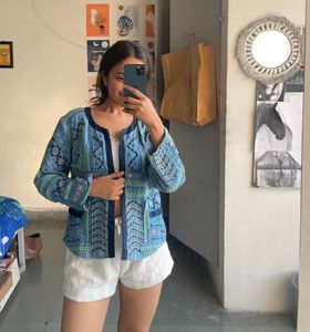Embroidered Blue Bohemian Jacket