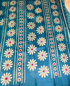 Blue Floral Print Saree